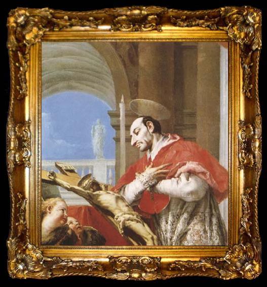 framed  Giovanni Battista Tiepolo St Charles Borromeo (mk08), ta009-2